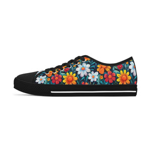 Cartoon Flowers Ver 3 - Women's Low Top Sneakers