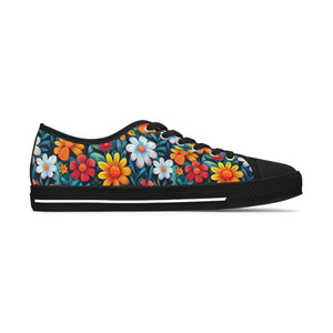 Cartoon Flowers Ver 3 - Women's Low Top Sneakers