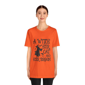 A Witch, Her Cat - Unisex Jersey Short Sleeve Tee