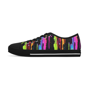 Neon Paint Drips - Women's Low Top Sneakers