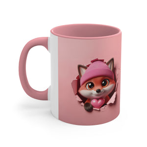 3D Fox Valentine (3) - Accent Coffee Mug, 11oz