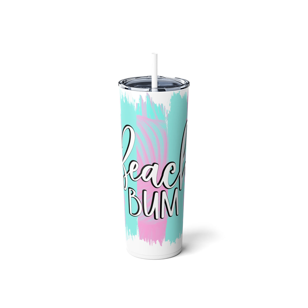 Beach Bum - Skinny Steel Tumbler with Straw, 20oz