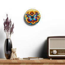 Load image into Gallery viewer, Stained Glass Butterfly Sunflower - Acrylic Wall Clock
