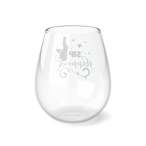 Sip Happens - Stemless Wine Glass, 11.75oz