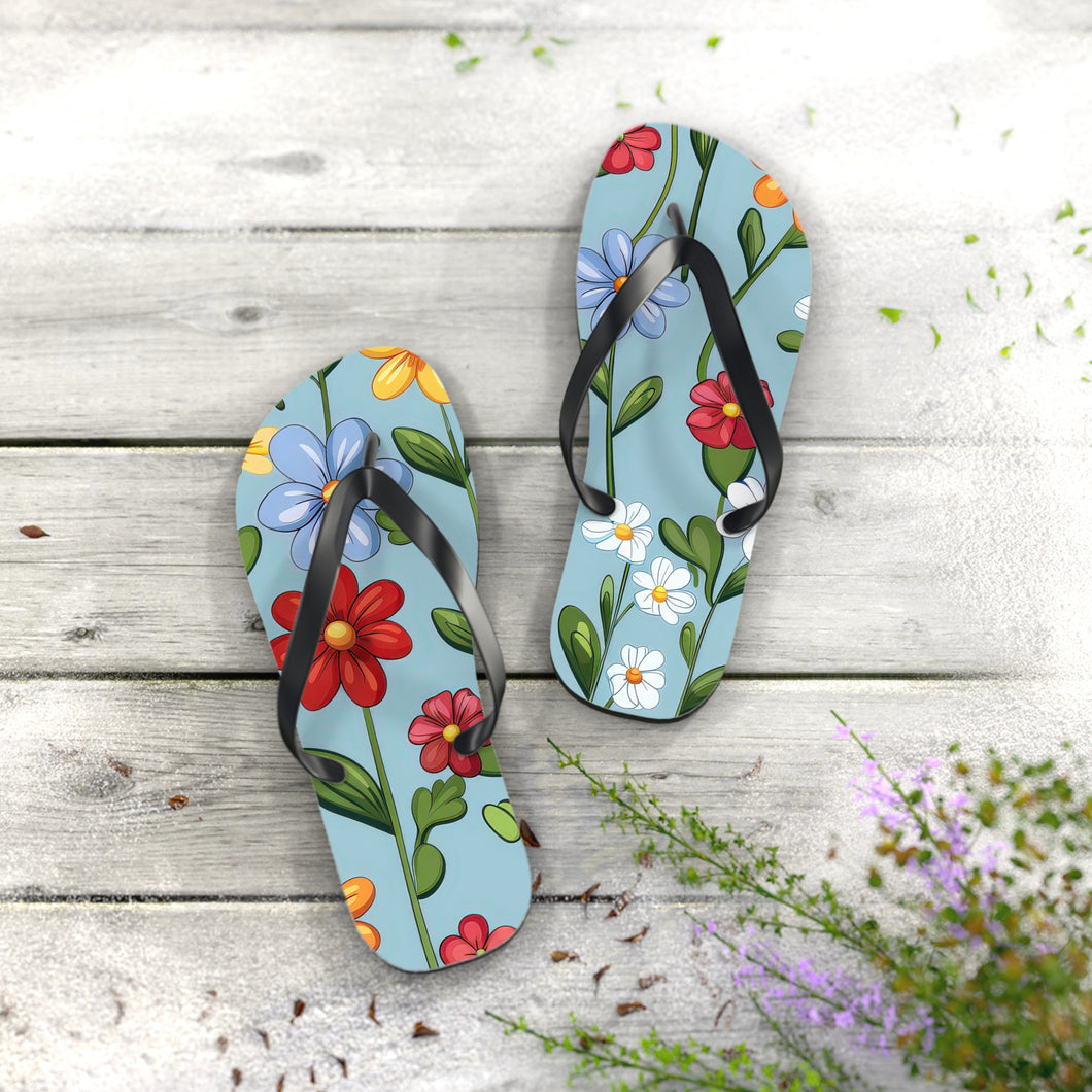 Cartoon Flowers Ver 2 - Flip Flops