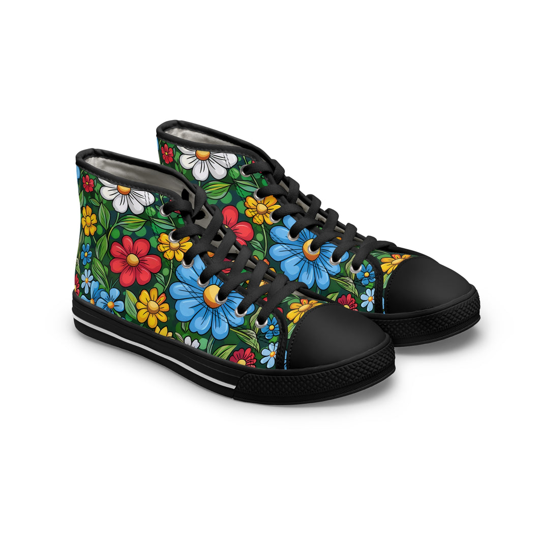 Cartoon Flowers Ver 1 - Women's High Top Sneakers