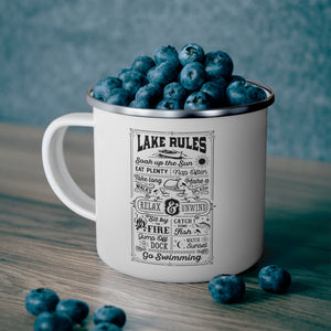 Lake Rules - Enamel Camping Mug