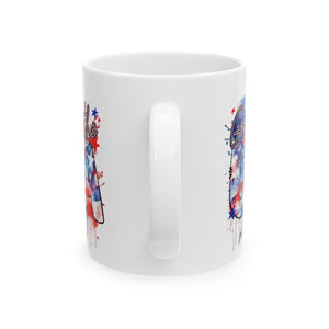 God Bless The USA (Flag) - Ceramic Mug, (11oz, 15oz)