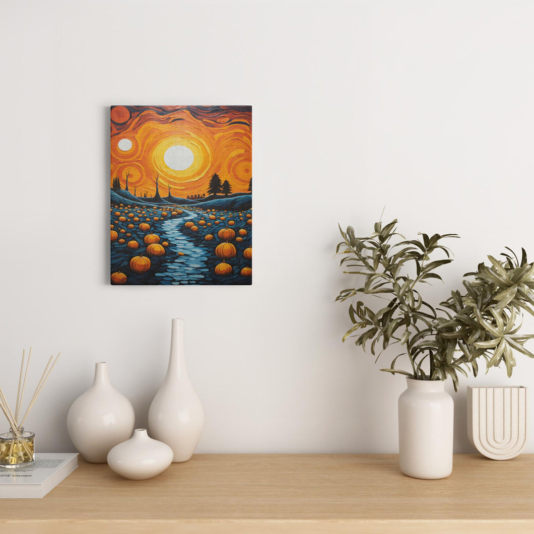 Harvest Moon and Pumpkins - Canvas Wraps