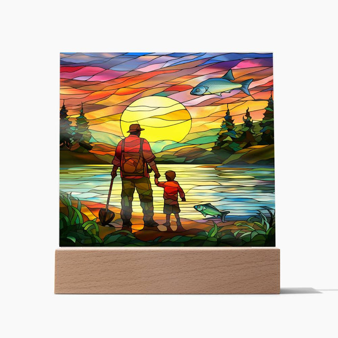FATHER & SON FISHING TRIP (4) - SQUARE ACRYLIC PLAQUE