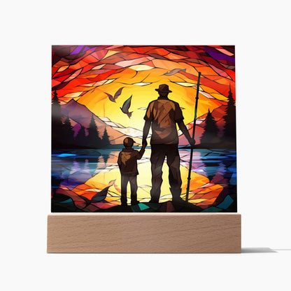 FATHER & SON FISHING TRIP (2) - SQUARE ACRYLIC PLAQUE