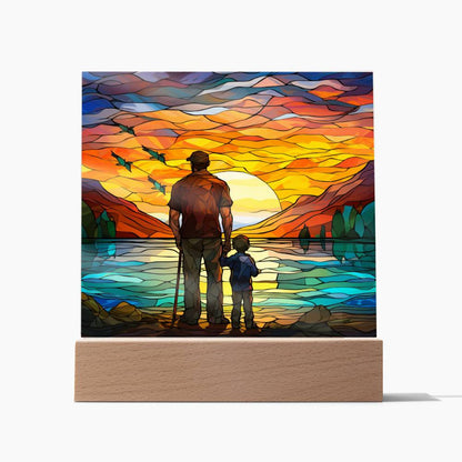 FATHER & SON FISHING TRIP (3) - SQUARE ACRYLIC PLAQUE