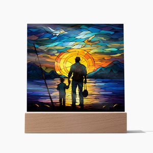 FATHER & SON FISHING TRIP (1) - SQUARE ACRYLIC PLAQUE