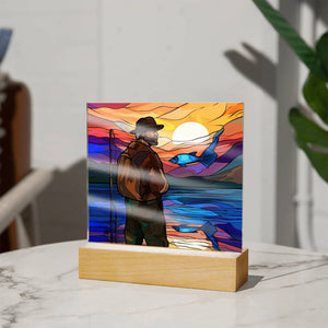 FATHER FLY FISHING - SQUARE ACRYLIC PLAQUE