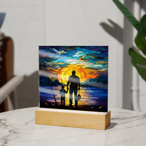 FATHER & SON FISHING TRIP (1) - SQUARE ACRYLIC PLAQUE