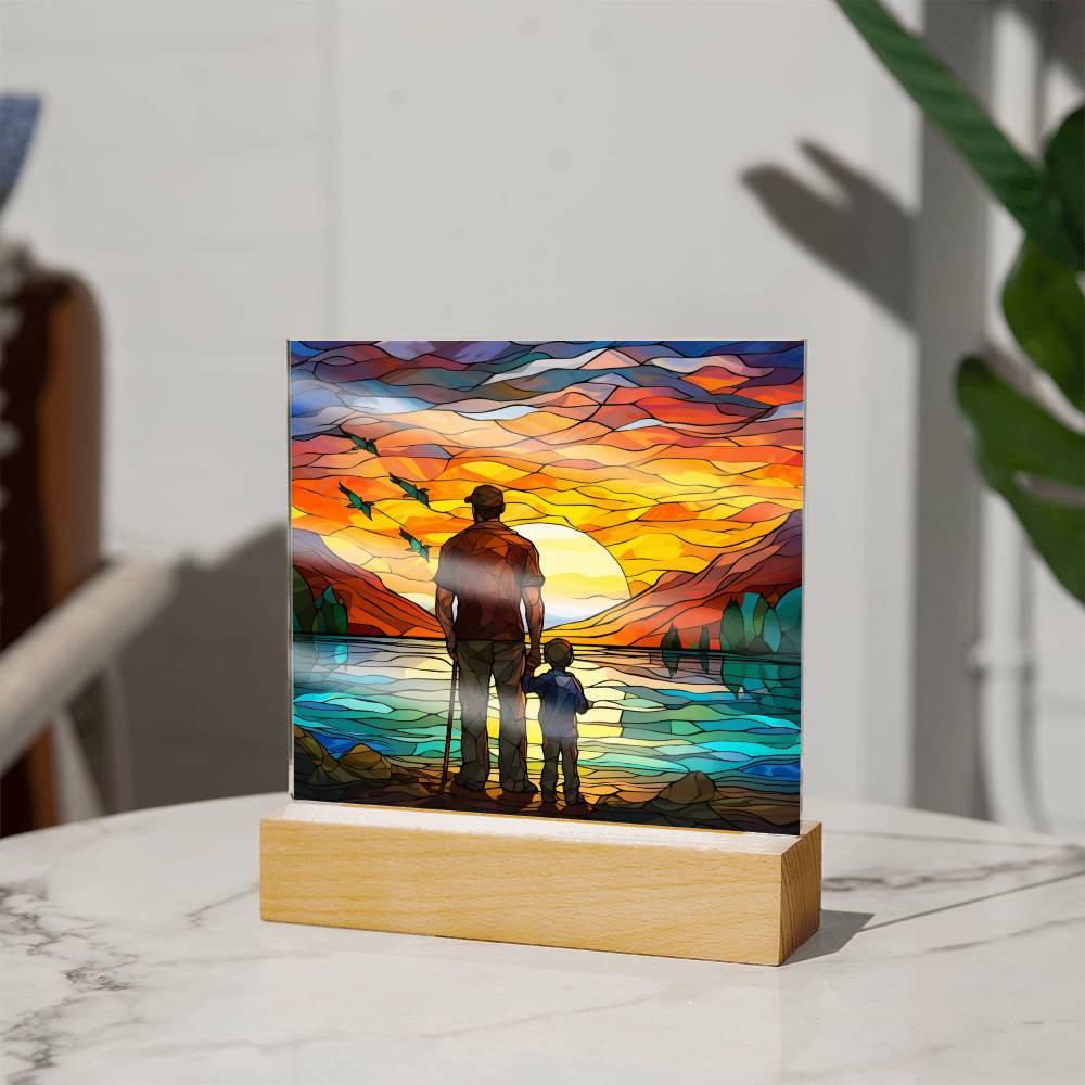 FATHER & SON FISHING TRIP (3) - SQUARE ACRYLIC PLAQUE