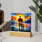 Father & Son Fishing (1) - Square Acrylic Plaque