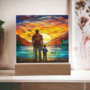 FATHER & SON FISHING TRIP (3) - SQUARE ACRYLIC PLAQUE