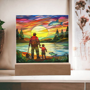 FATHER & SON FISHING TRIP (4) - SQUARE ACRYLIC PLAQUE