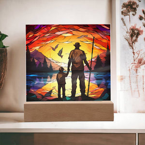 FATHER & SON FISHING TRIP (2) - SQUARE ACRYLIC PLAQUE