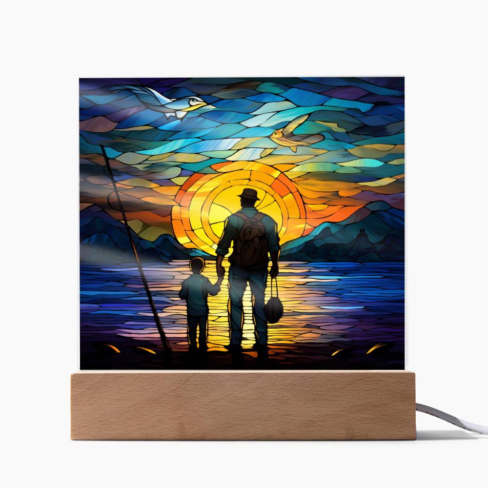 FATHER & SON FISHING TRIP (1) - SQUARE ACRYLIC PLAQUE