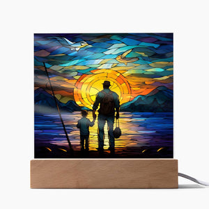 FATHER & SON FISHING TRIP (1) - SQUARE ACRYLIC PLAQUE