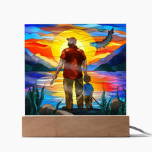 Load image into Gallery viewer, Father &amp; Son Fishing (1) - Square Acrylic Plaque
