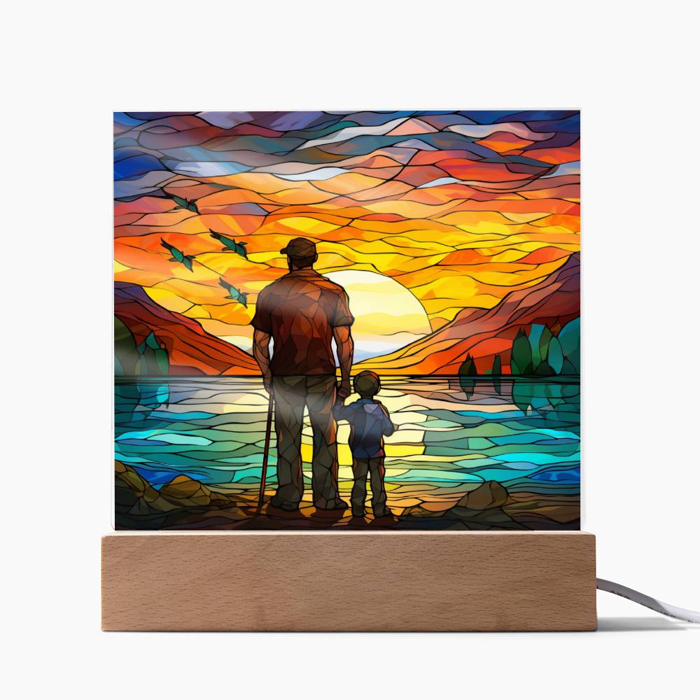 FATHER & SON FISHING TRIP (3) - SQUARE ACRYLIC PLAQUE