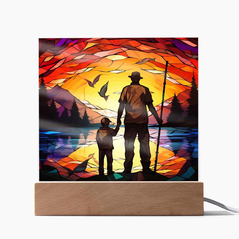 FATHER & SON FISHING TRIP (2) - SQUARE ACRYLIC PLAQUE