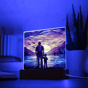 FATHER & SON FISHING TRIP (3) - SQUARE ACRYLIC PLAQUE