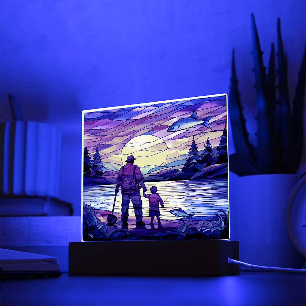 FATHER & SON FISHING TRIP (4) - SQUARE ACRYLIC PLAQUE