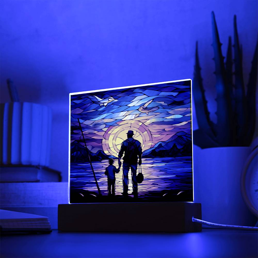 FATHER & SON FISHING TRIP (1) - SQUARE ACRYLIC PLAQUE