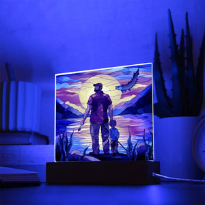 Father & Son Fishing (1) - Square Acrylic Plaque