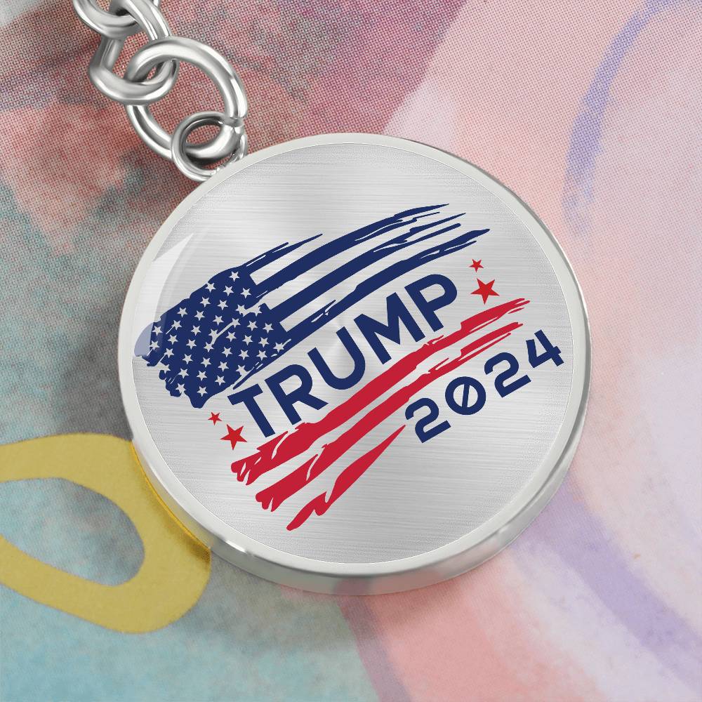 Trump 2024 Flag - Graphic Circle Keychain