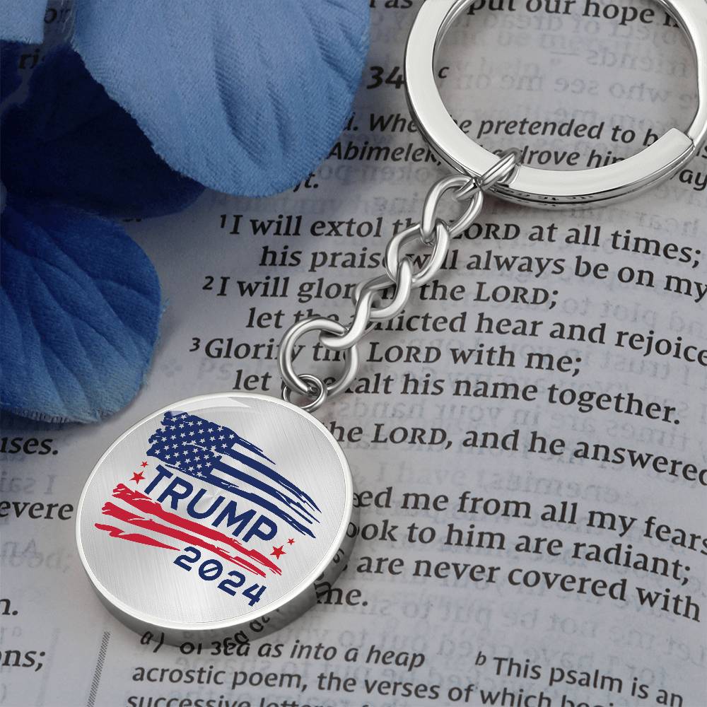 Trump 2024 Flag - Graphic Circle Keychain