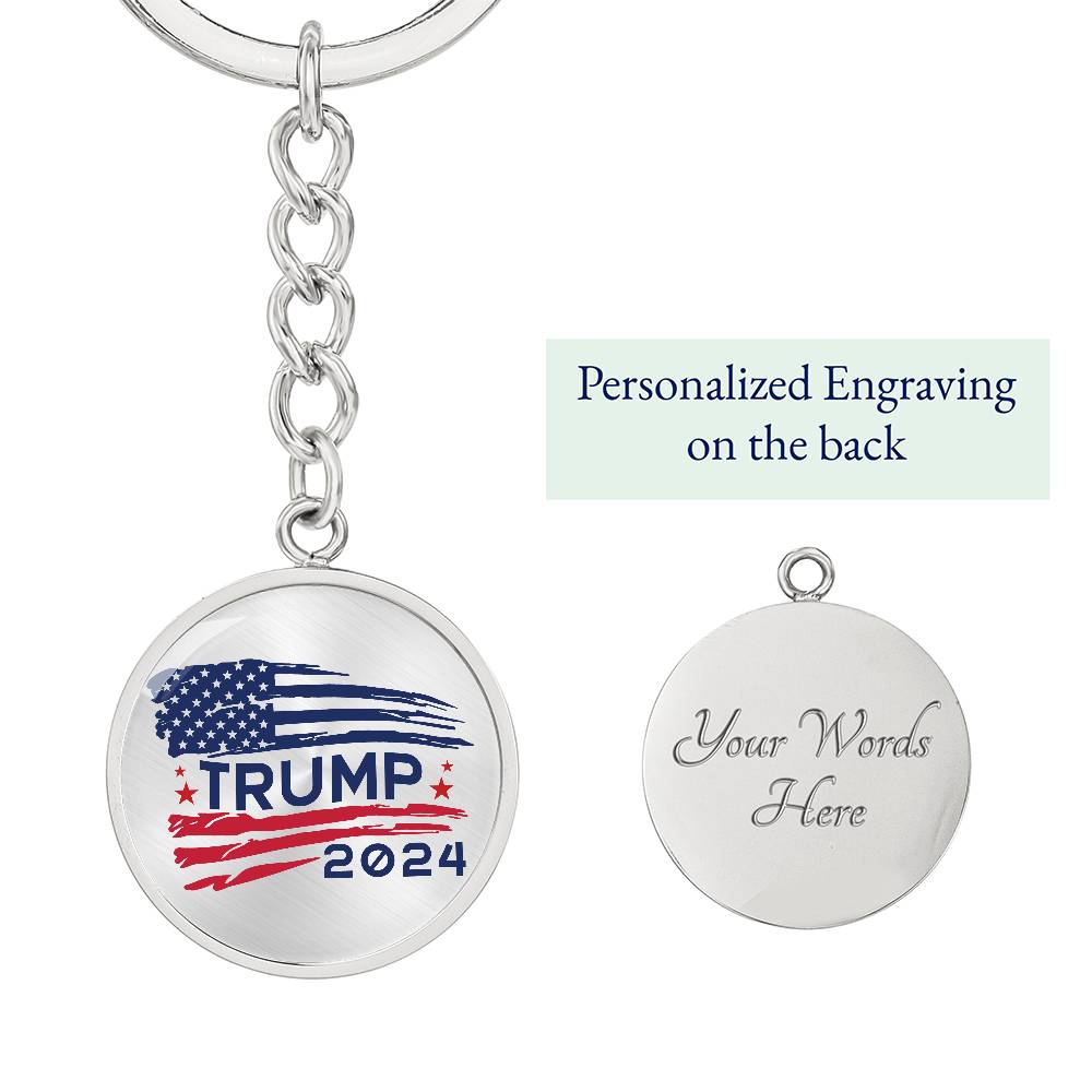 Trump 2024 Flag - Graphic Circle Keychain