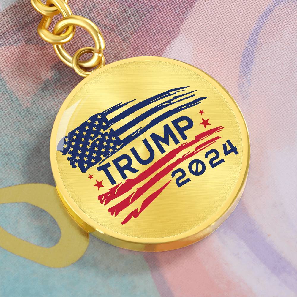 Trump 2024 Flag - Graphic Circle Keychain