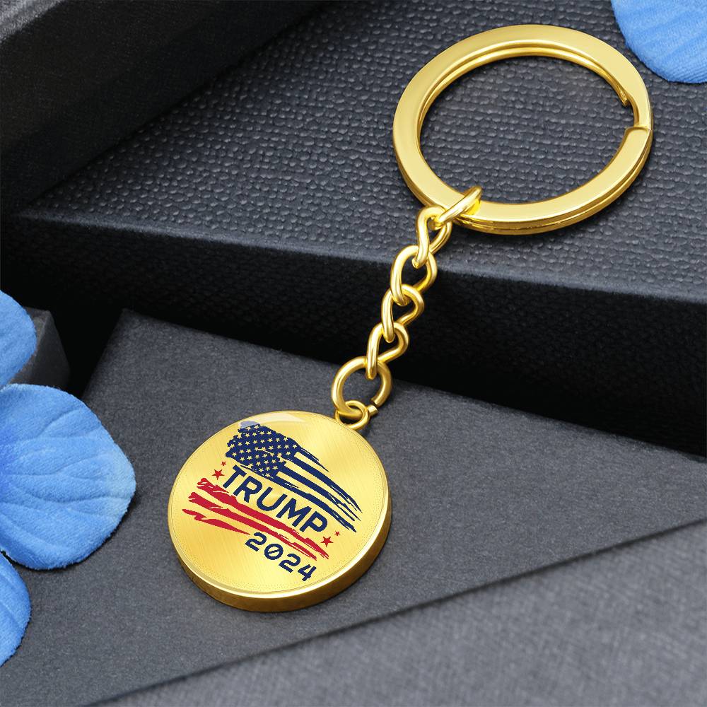 Trump 2024 Flag - Graphic Circle Keychain