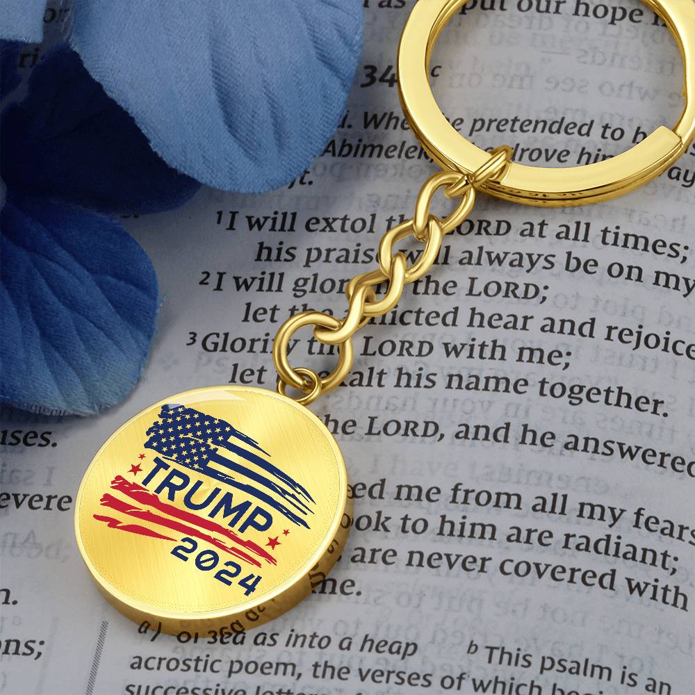 Trump 2024 Flag - Graphic Circle Keychain