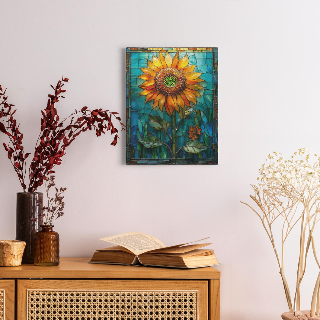 Stained Glass Inspired Sunflowers (7) - Canvas Wraps