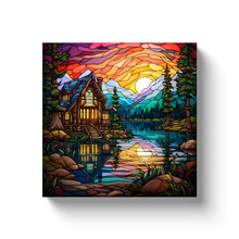 Load image into Gallery viewer, Lake Cabin Stained Glass Themed (1) - Canvas Wraps
