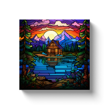 Load image into Gallery viewer, Lake Cabin Stained Glass Themed (2) - Canvas Wraps
