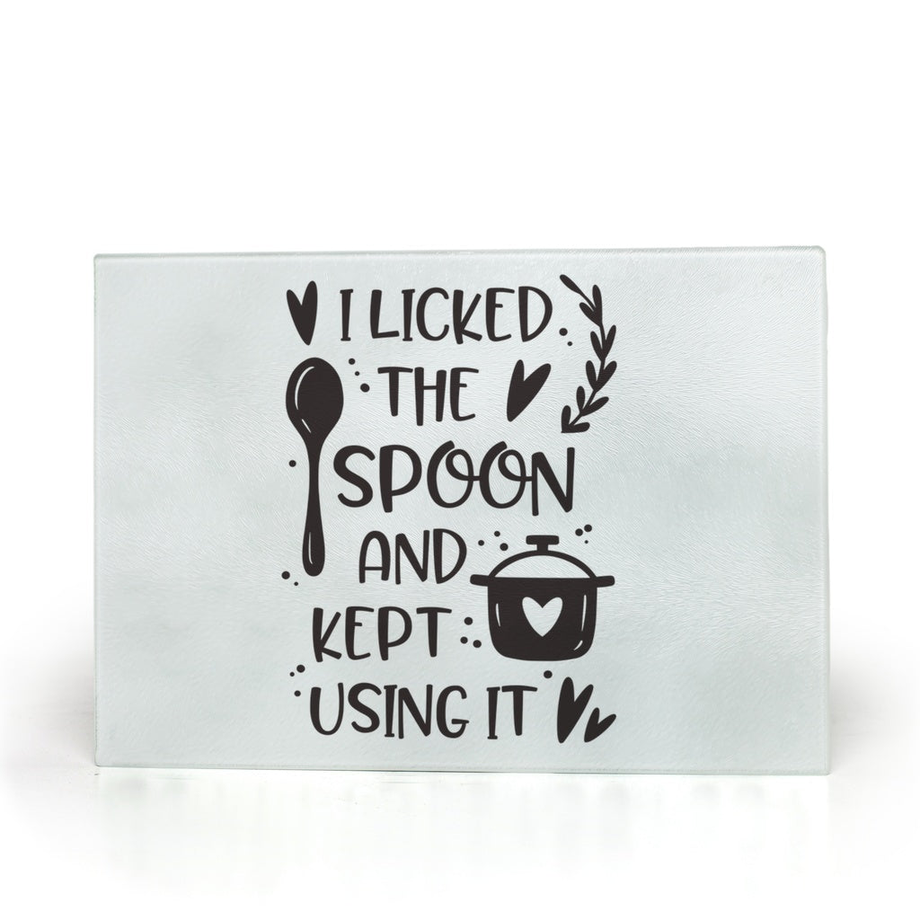 I Licked The Spoon - Glass Cutting Boards