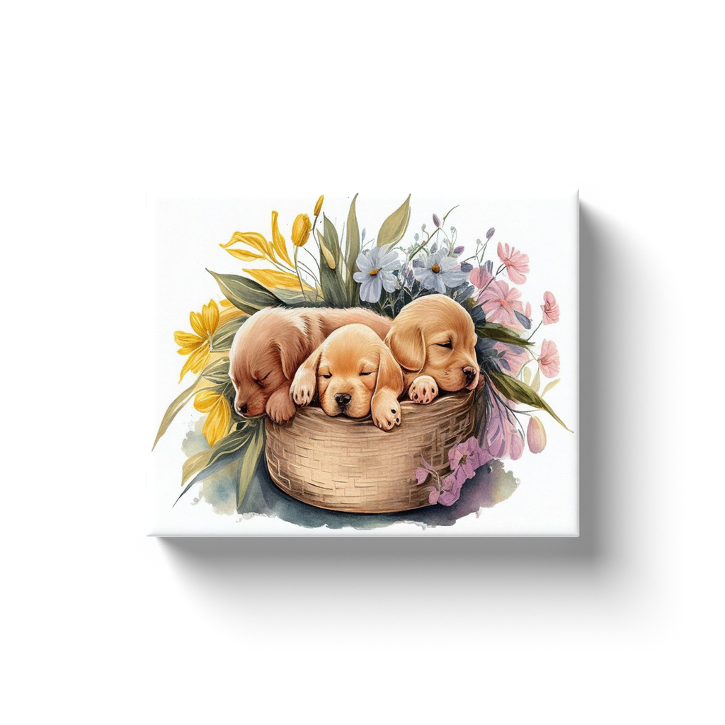 Spring Watercolor Dogs (5) - Canvas Wraps