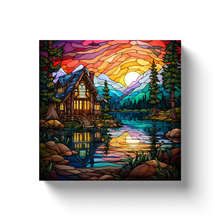 Load image into Gallery viewer, Lake Cabin Stained Glass Themed (1) - Canvas Wraps
