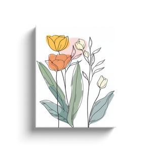 Minimalist Flower Line Art (16) - Canvas Wraps